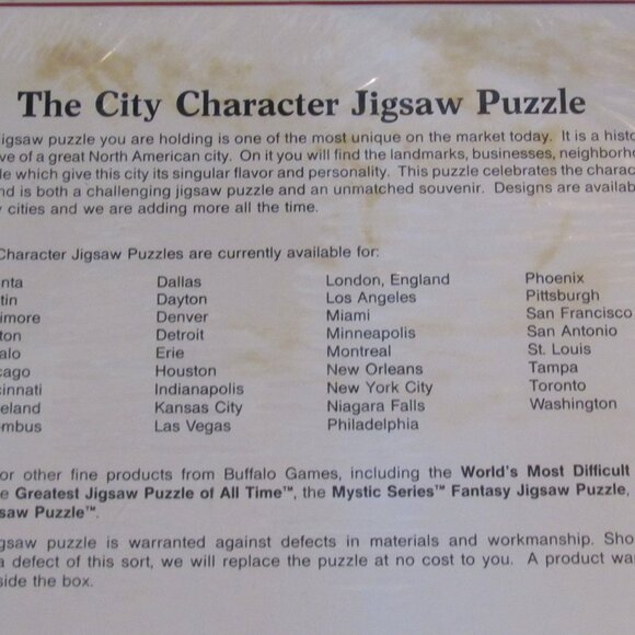 Vtg1988 City of Washington D.C. Character Jigsaw Puzzle Buffalo Games SEALED - Picture 7 of 7